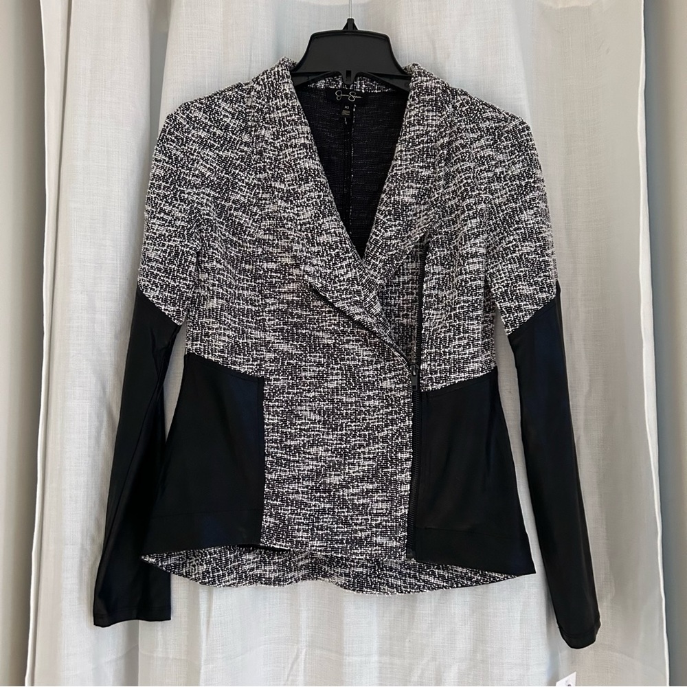 Jessica Simpson Tweed Faux Leather Jacket